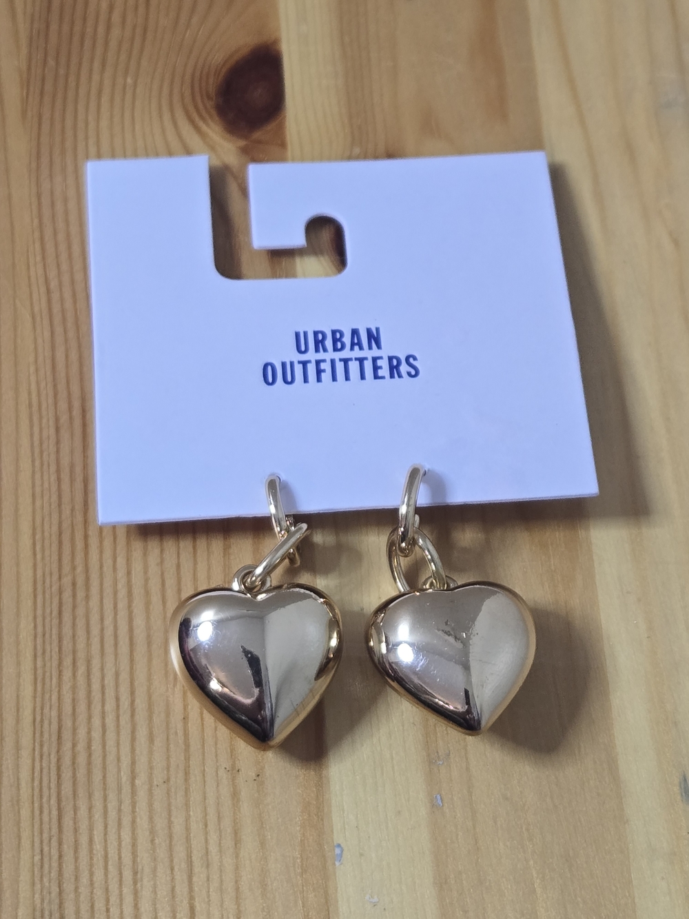 Urban Outfitters Shiny Gold Heart Dangle Earrings